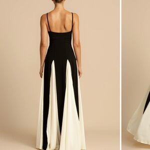 Black & Cream Spaghetti-Strap Maxi Dress